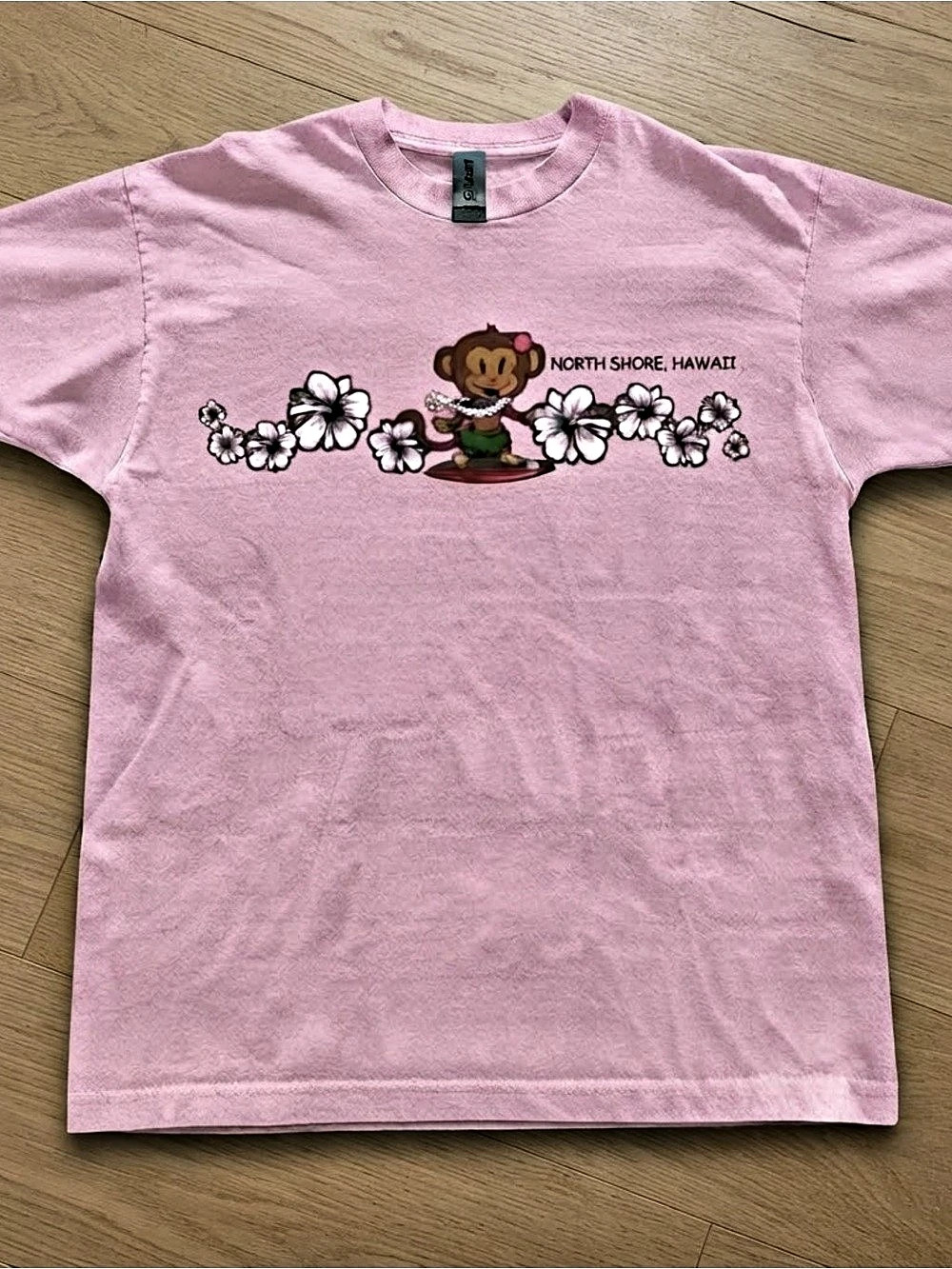 Gildan 5000 Graphic Short Sleeve Tee Pink Waist